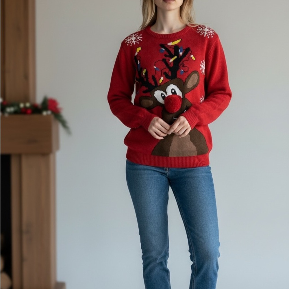 Daisys Boutique Red Reindeer Sweater